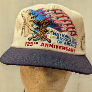 VINTAGE Snap Back TRUCKER Hat Cap NRA 125 Anniversary Signed Marion Hammer '96